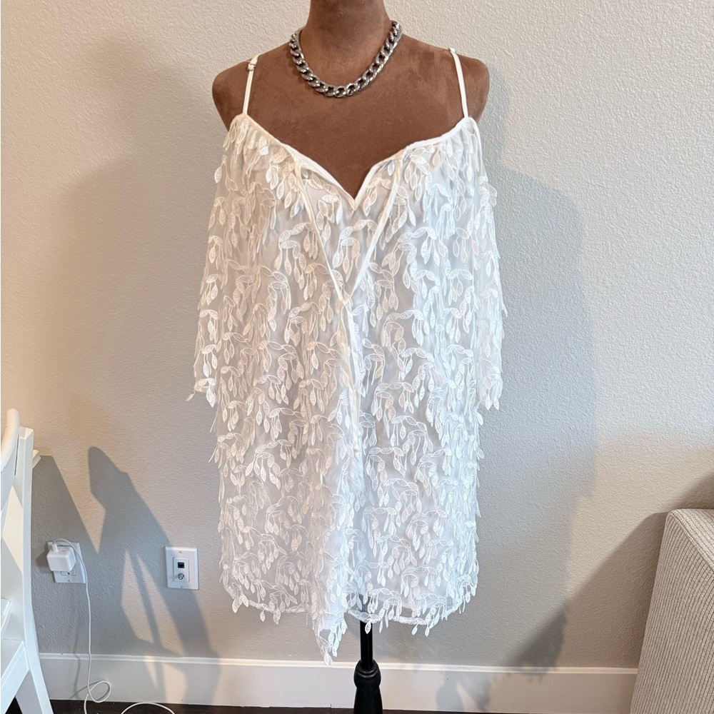 Champagne and Strawberry White Lace Overlay Dress | Size S
